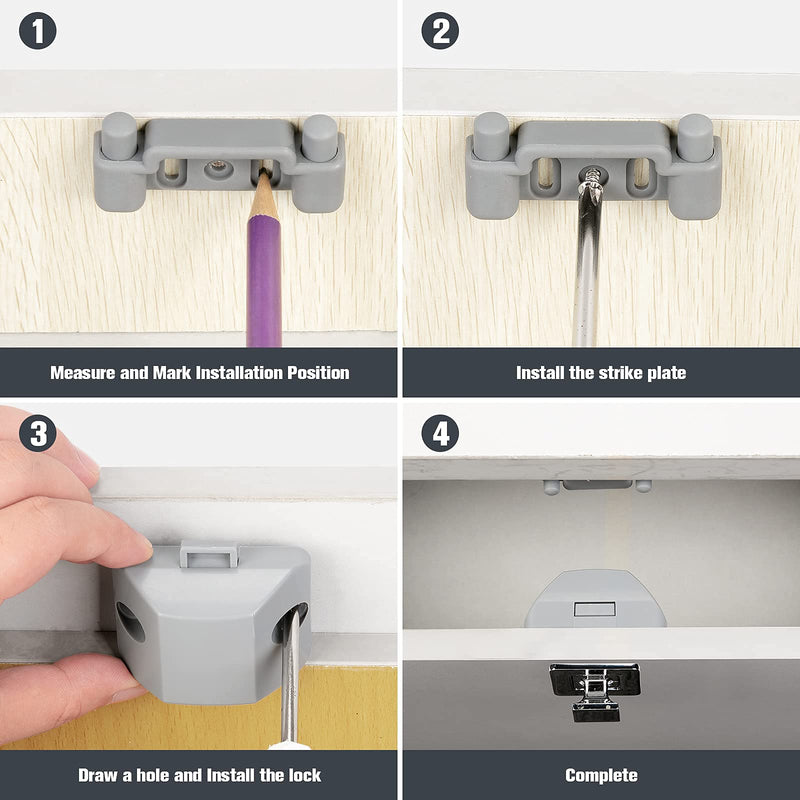 WELLUCK Keyless RV Push Cabinet Locks, Metal Push Button, 5 Packs Camper Cupboard Knob RV Compartment Latch Catches for Caravan Yacht Boat Motorhome Cabinet Drawer, Zinc Alloy Button & Solid Push Rod Push Button/5 Packs
