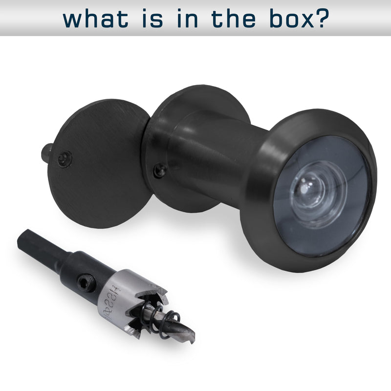 Door viewer, Peephole for Door, Door Peephole with Cover,Security Peephole with Rotating Cover, Wide Angel Peephole, Door viewer Adjustable for 1.38-2.17in with Drill bit (Black) 1.38-2.17inch Black