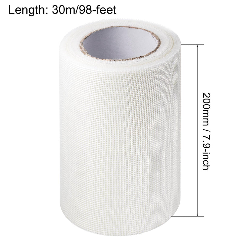 uxcell Drywall Joint Tape Self-Adhesive Fiberglass 7.8-inch x 98-feet Repair Patch Wall Hole Crack Mesh Size 2mm 7.8" x 98'