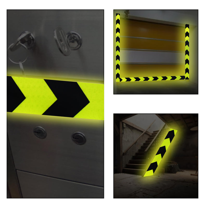 SWRT 2 Inch X 30 FT Reflective Tape Outdoor Waterproof Black & Yellow Reflective Tape Heavy Duty Strong Adhesive Hazard Caution Safety Warning Tape Reflector Conspicuity Tape for Trailer 2IN x 30FT