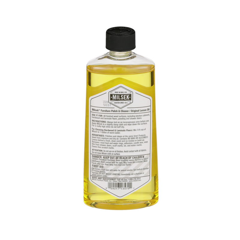 Milsek Furniture Polish and Wood Cleaner with Lemon Oil - Multipurpose Solution for Home Improvement from Hardwood Floors to Kitchen Cabinets - 12 Fl Oz (Pack of 1) 12 Fl Oz (1 Pack)