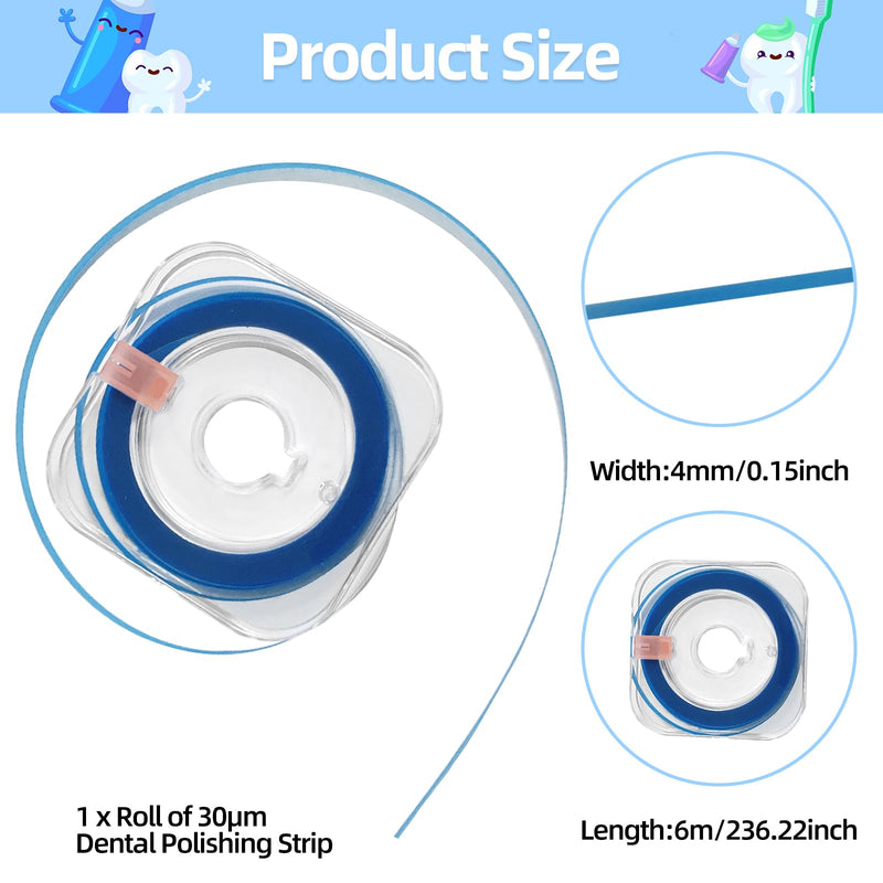 1-Pack 30μm Dental Polishing Strip, Teeth Grinding Sanding Tool, Fine Abrasive Grit, 0.16-Inch Width, 19.7 Feet Length, Deep Teeth Cleaning, Tooth Polish Strips, Oral Care