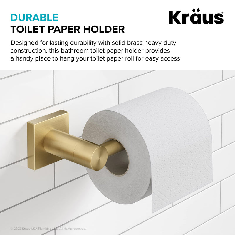 KRAUS Ventus Bathroom Toilet Paper Holder, Brushed Gold Finish, KEA-17729BG