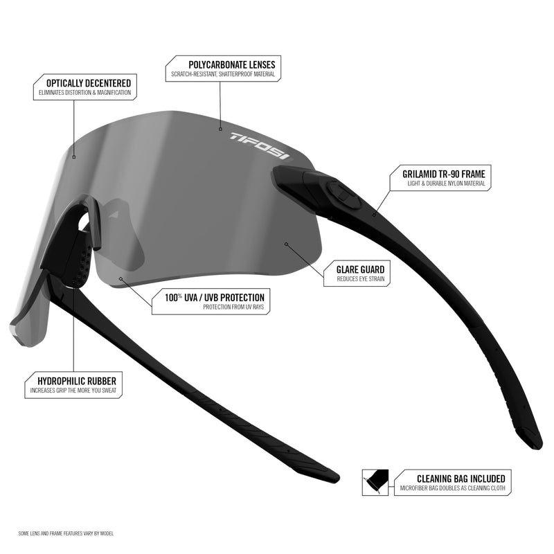 Tifosi Vogel SL Sport Sunglasses Men & Women - Ideal For Baseball, Cycling, Cricket, Golf, Hiking, Running Gloss Black, Smoke Green Mirror