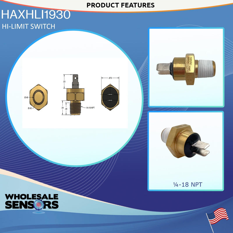 Replacement for Hayward Hi-Limit Switch HAXHLI1930 135-Degree Fahrenheit 12 Month Warranty & USA Support