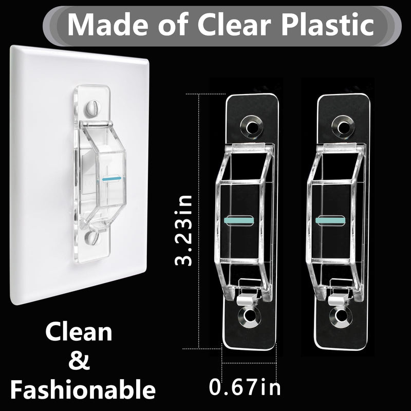 2 Pack Light Switch Cover Guard,Wall Light Switch Lock With Glow In The Dark Effect, Child Proof Wall Switch Cover Keeps Lights or Switches from Being Accidentally Turned ON or OFF （Clear) tansparent-2PC