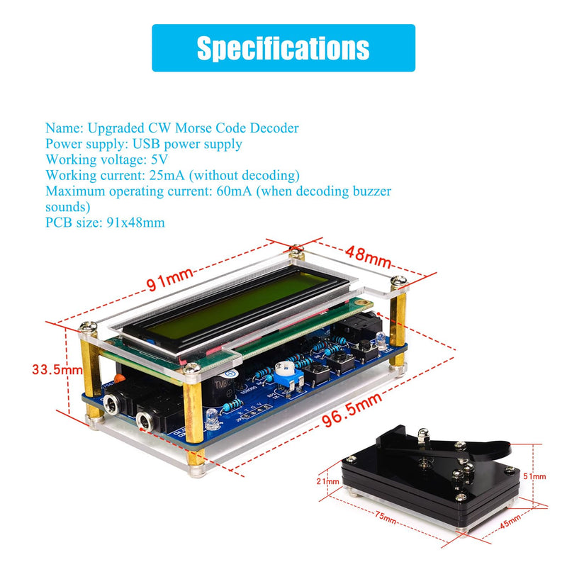 Soldering Practice Kit Morse Code Decoder CW Morse Code Practice CW Audio Input LCD Display Soldering Project Kit