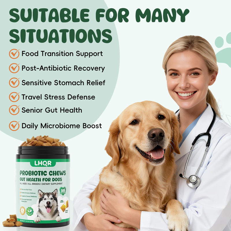 Probiotics for Dogs, Probiotic Chews for Dogs Supports Digestive Health and Immune Soft Chews for Gut Health Itchy Skin Diarrhea Gas Natural Supplement, 500ct Chicken Flavor