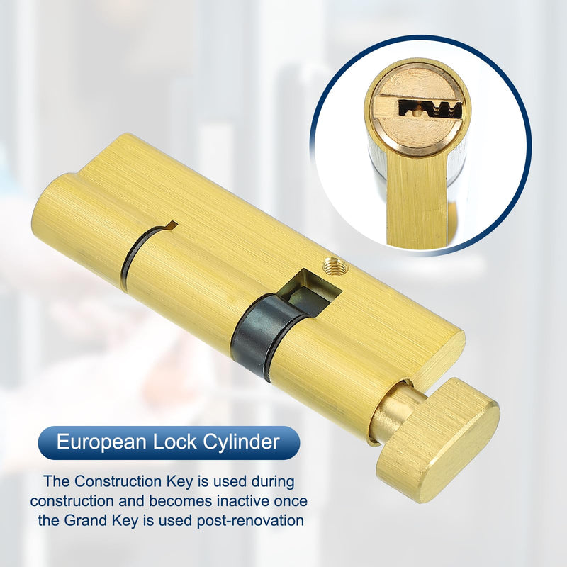PATIKIL Solid Brass Lock Cylinder, 90mm(55/10/25) 1-1/4" Door Lock Cylinder Storm Door Lock Cylinder with 3 Keys for Anti-Theft Wooden Aluminum Door 90mm(55/10/25)