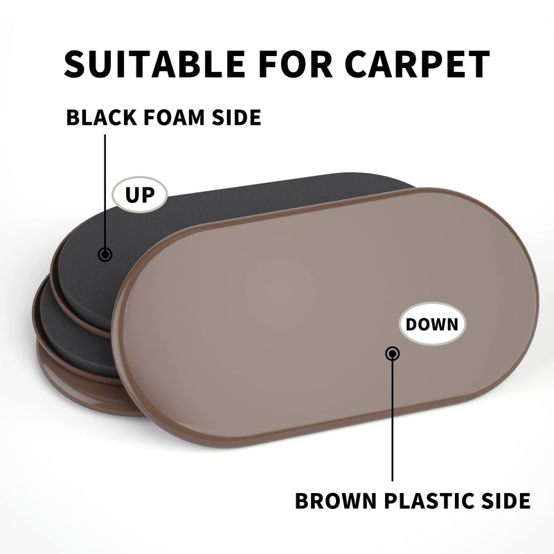 Yelanon Furniture Sliders - 8 pcs-9 1/2” Brown Furniture Sliders for Carpet, Furniture Pads Hardwoods Floors, Heavy Duty Movers Sliders, Reusable Furniture Moving Pads, Floor Protectors for Carpet 8 pcs 9.5" brown