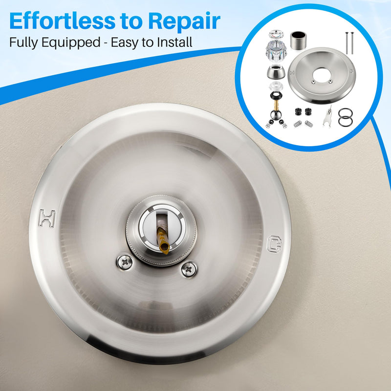 Shower Handle Renovation Repair Trim Kit Compatible with Delta RP54870, Single Function Tub Trim Kit Compatible with Delta 600 Series Shower Valve, Acrylic Handle (Brushed Nickel) Brushed Nickel