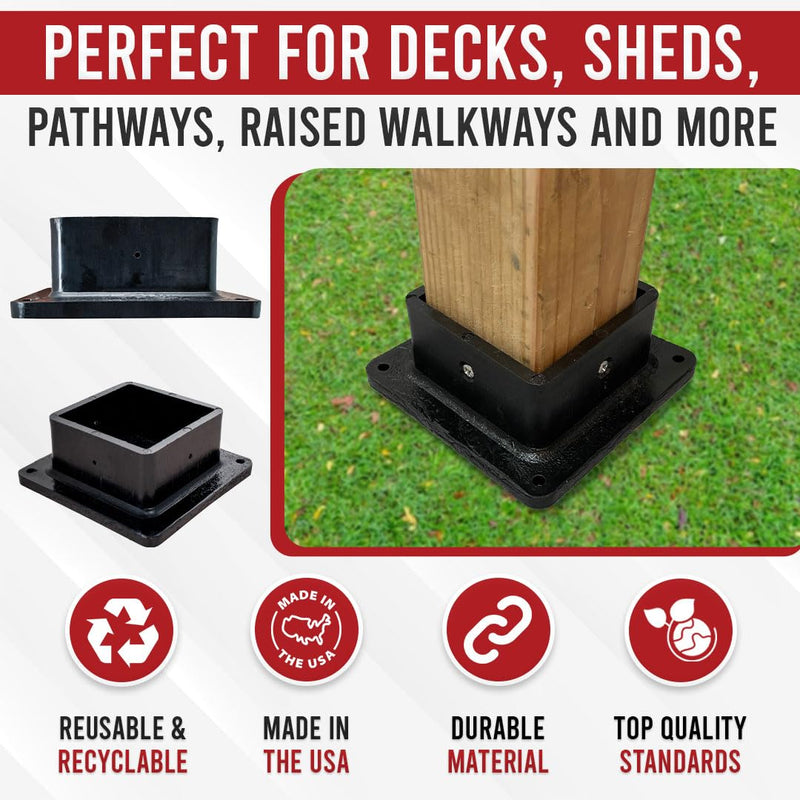 USA-Made 4x4 Post Base Bracket Anchor – Never Rust or Stain - Durable Plastic Deck Post Skirt Flange Cover for Wood Posts - Strong Handrail Base, Brackets, and Anchor Support (1 Pack) 1