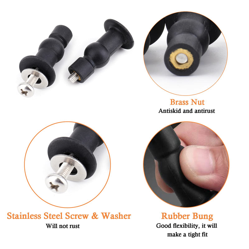 6 Pack Toilet Seat Hinges Screws Top Mount Nuts Screws Toilet Seat Fixings Expanding Rubber Toilet Seat Bolts Kit Compatible Black