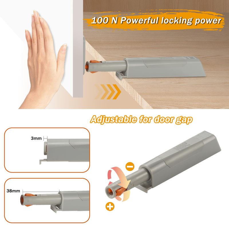 4 Pack | Powerful Attraction Push-to-Open Door Latch for Cabinets - HBL’ Heavy-Duty Cabinet Push Latch, Non-Magnetic RV Drawer Catch, Kitchen Hardware Touch Release Latch. 4 Pack