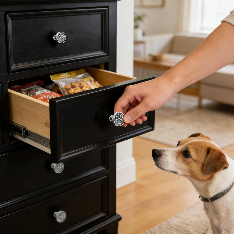 8PC Antique Silver Dog Paw Cabinet Knobs, Dog-Themed Drawer Knobs Cute Round Dresser Pulls Animal Cabinet Pulls Used for Kitchen/Cupboard/Bathroom/Wardrobe/Hardware 8 Dog Paw Antique Silver