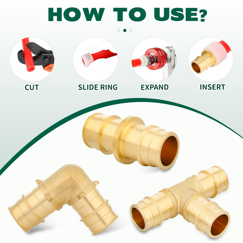 3/4 Inch PEX-A Expansion Coupling Fittings, Brass Straight Connector, PEX-A Pipe Fitting, Lead-Free Brass Plumbing Fittings for Hot and Cold Water, Potable Water (10-Pack) 3/4" PEX-A Coupling-10