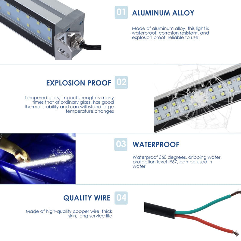 24V 12W LED Tube Light, CNC Machine Work LED Shop Lights with IP67 Explosion Proof, Aluminum Alloy Industrial Light