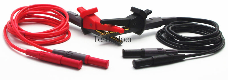 TL200 LCR Meter Tester 4 Four Wire Silicone Test Leads Lead Terminal Kelvin Clip Alligator with 4mm Banana Plug