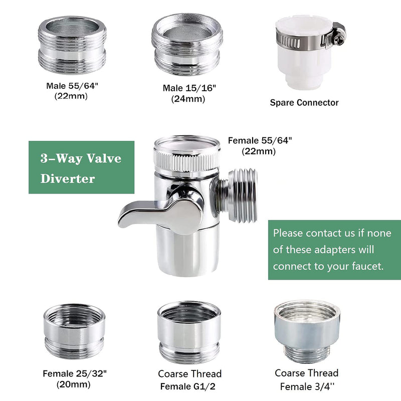 Sink Faucet Hose Sprayer Attachment handheld Sink Sprayer with ON/Off & 7 Adapters Extension Shampoo Hose Shower Head for Hair Washing Baby Bath Pet Rinse (6.5ft Silver Sink Shower Set) 6.5ft Silver Sink Shower Set