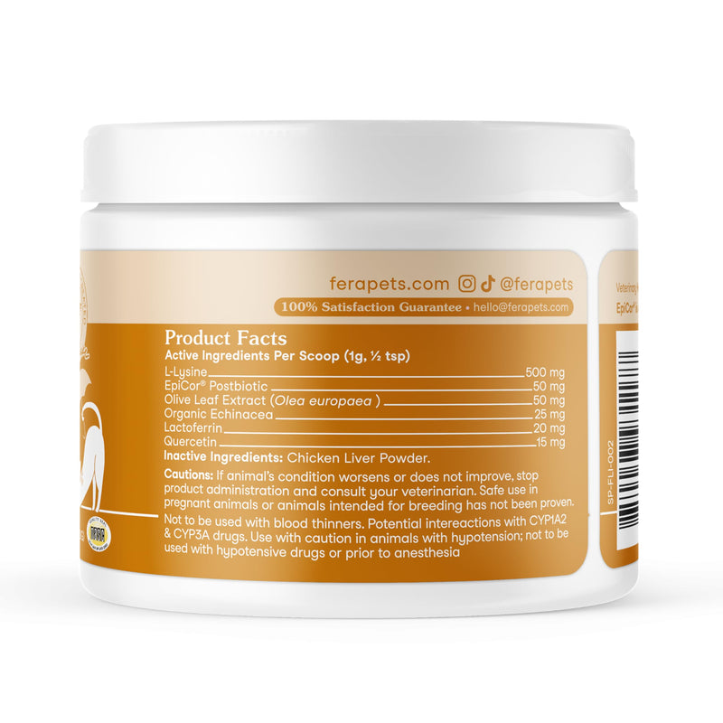 Fera Pets Lysine Powder for Cats - Immune Support Supplement with Quercetin & Postbiotics - Promotes Respiratory Health & Normal Inflammatory Response - Helps Maintain Normal Eye Health - 60 Scoops