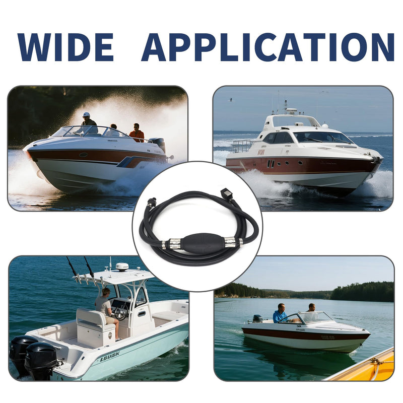 5/16" 7.5FT Outboard Fuel Line Kit with Connectors for Mercury mariner Boat | Includes 8mm Fuel Line With Primer Bulb Fits Universal Sprayless Connector 8838HF6,8838TM6 & 22-13563Q3 Fuel Tank Connector 5/16" Fuel Line with Connectors
