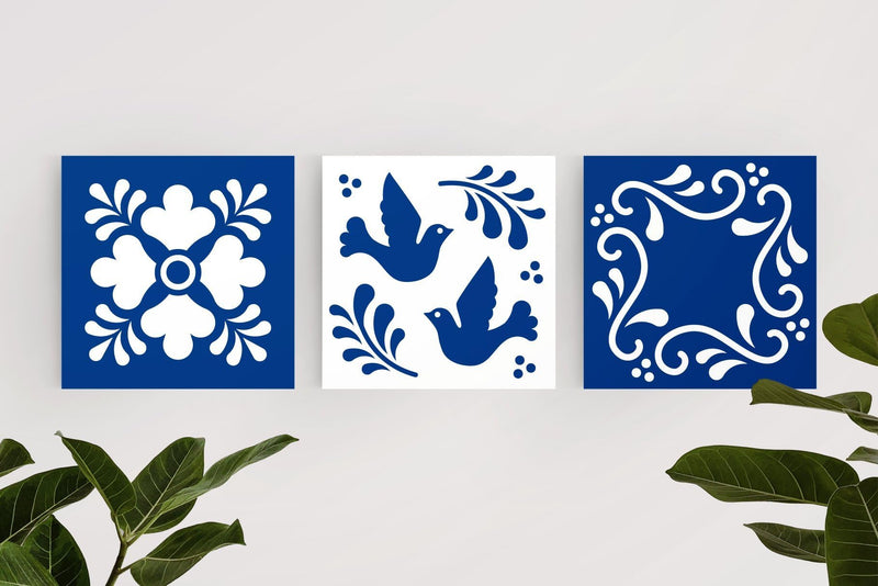 16 Pack Tile Stencil Set (6X6 Inch), Mexican Stencil Pattern, Use As Floor Stencils Or Wall Stencils, Reusable Stencils for Painting Floor Furniture Canvas, DIY Mexican Talavera Home Décor 6 X 6 Inch