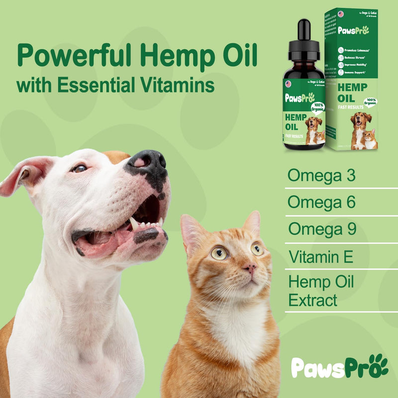 4-Pack Hеmp Oil for Dogs and Cats - Hip and Joint Support - Skin and Coat Health - with Omega 3, 6, 9 and Vitamins - Fast Results 4-Pack
