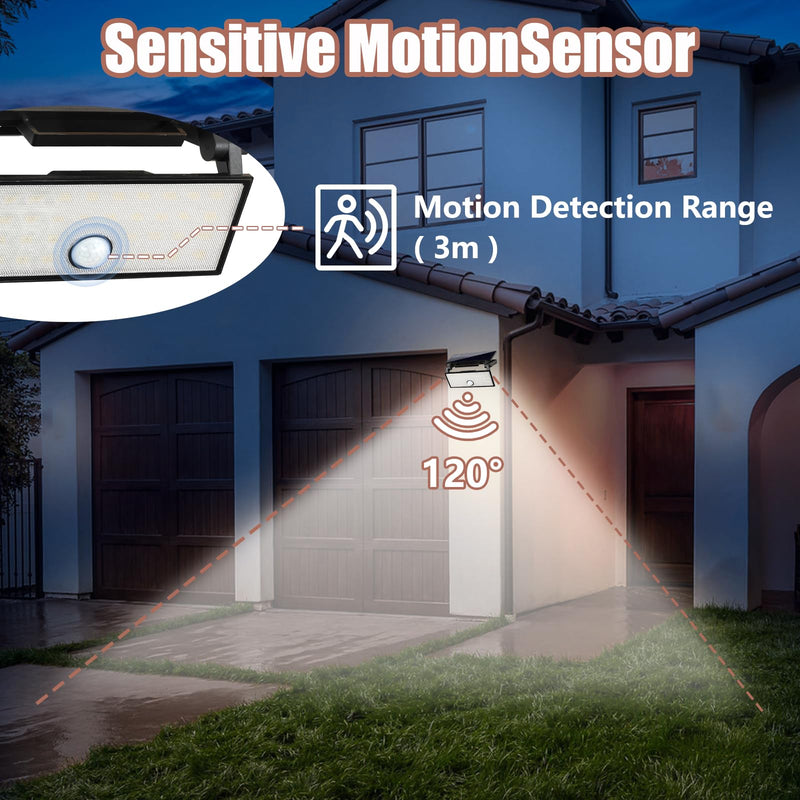 Solar Motion Lights Outdoor 2 Pack, Exterior Motion Light 3 Lighting Modes Motion Sensor Wall Light Solar Powered, Motion Lights For Outside Deck Steps Fence Patio Front Door Pathway Garage