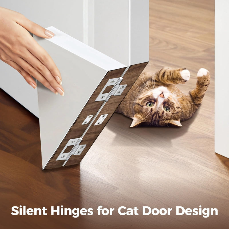 4 PCS Cat Door Silent Hinges with 4 Pcs Kitty Corner Cat Door Hinge, Space-Saving, Easy to Operate, Ideal for Indoor Kitty Doors