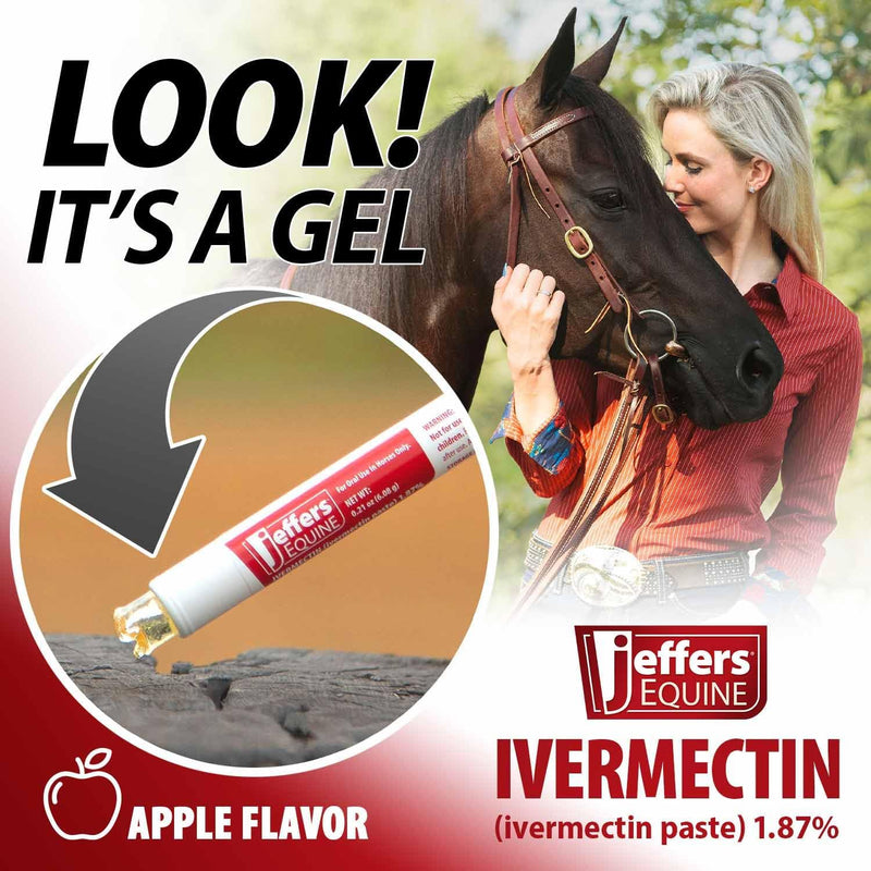 Jeffers Ivermectin Horse Dewormer, Single Dose, Apple Flavored, 1.87% Broad Spectrum Dewormer Paste