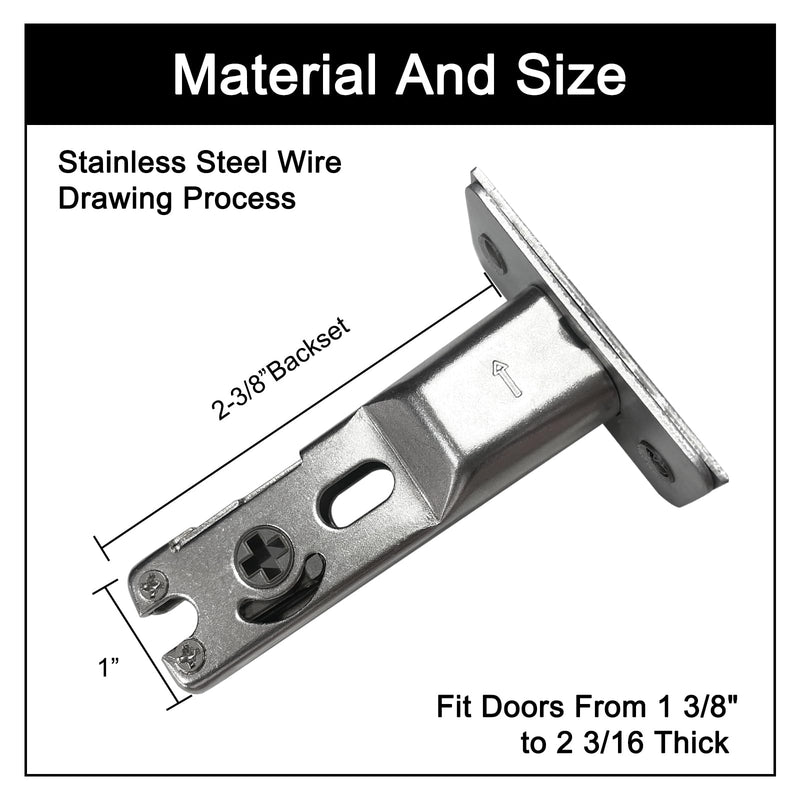 Pocket Door Lock with Key,Privacy Door Hardware Suitable for Bathroom Bedroom etc Recessed 2 Sided, 2 3/8" Backset, Invisible Hardware for 1 3/8” to 2 3/16” Thickness Door (Sliver) Sliver