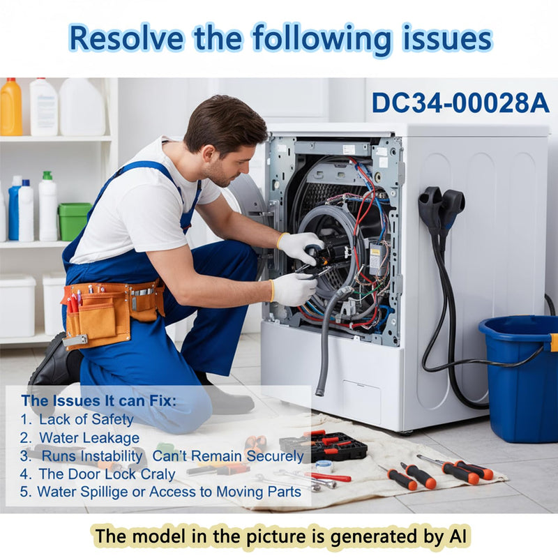 DC34-00028A Compatible with Samsung Washing Machine Door Lock Switch Parts Replacement - Compatible with WF50R8500AV, WF45R6100AW, WF45R6 300AV, etc. -Replace PS12740237, EG-380917.1, AP6975226