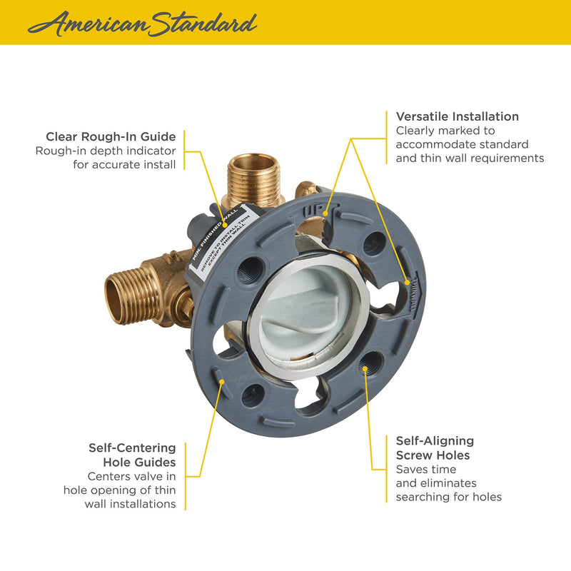 American Standard RU101SS Flash Shower Rough-in Valve with Universal Inlets and Outlets with Screwdriver Stops, Unfinished 47.17 cubic inches