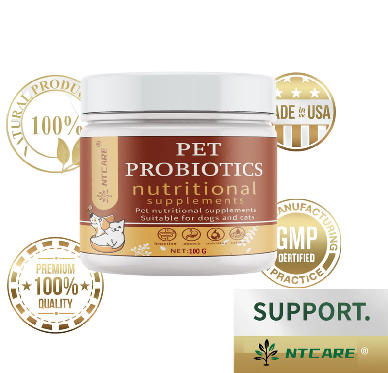 Probiotic Powder for Dogs & Cats. Probiotics for Digestive Health, Immune Support, Diarrhea, Gas, Itching & Seasonal Allergies. with Digestive Enzymes & Prebiotics, Veterinarian Formulated, 100g