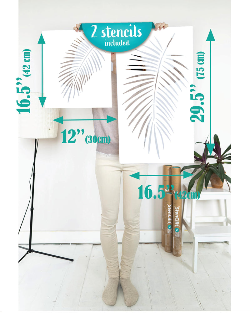 STENCILIT Palm Leaf Large Wall Stencil - Mix 14.5X27.5in and 17x8.5in