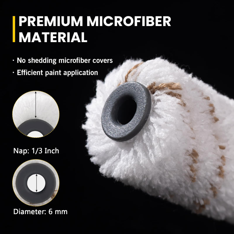 Mister Rui Microfiber Paint Roller Covers 4 Inch, 40 Pack Small Paint Roller Covers with Roller Frame Kit, Mini Paint Rollers for Painting Walls, Paint Supplies for House Painting 4 Inch,40 Pack