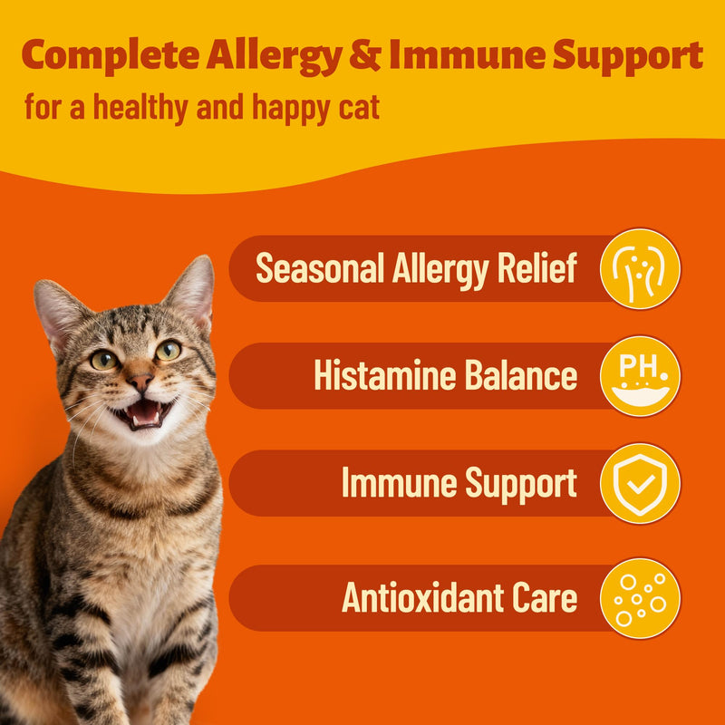 7.76 oz Cat Allergy Relief Bites - with Colostrum,Lysine,Taurine for Cats & Probiotic - Immune Support, Skin and Coat for Cats & Cat Digestive Support - Skin and Coat Supplement