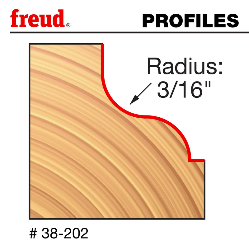 Freud 38-202: 1-1/4" (Dia.) Ogee Fillet Bit with 1/4" Shank, One Size, Perma-shield Coating Red