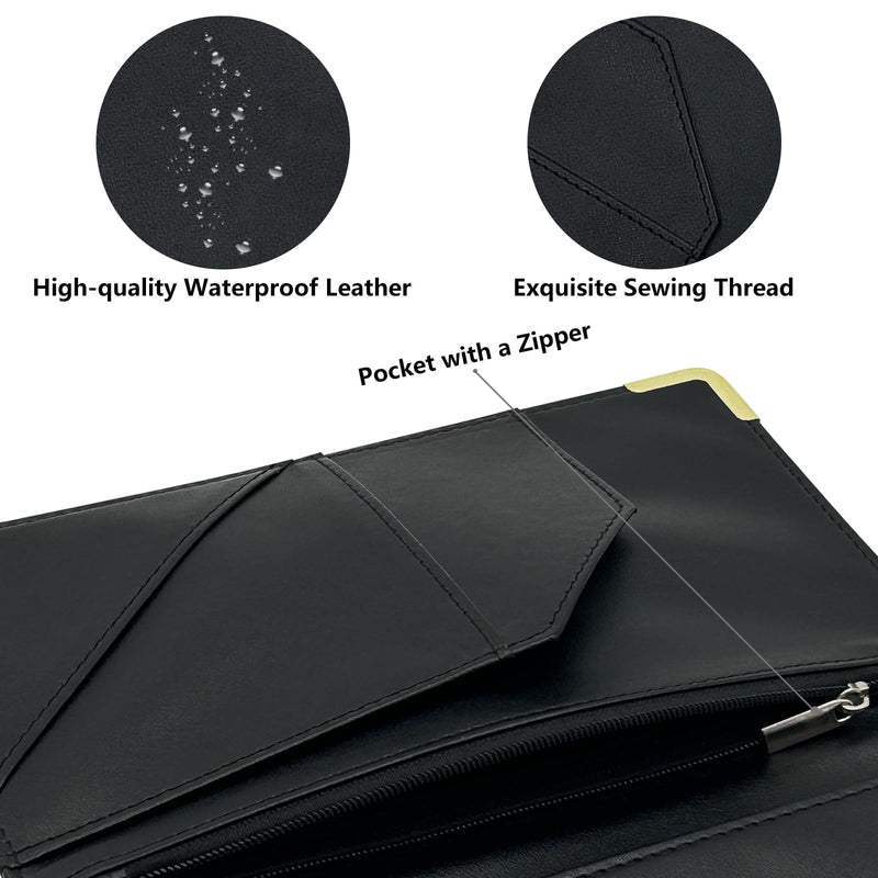Server Book, Cutaswish Server Books for Waitress Cute, Waiter Receipt Book, PU Leather Waitress Book with Zipper Pocket, Waitress Accessories(Sun&Moon) M