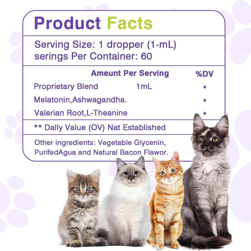 Cat Melatonin, Melatonin for Cats, Cat Tranquilizer to Anxiety Relief for Feline and Stressful Emotions in Kitten, Cats Sleep Aid to Promote Relaxation and Entry into Sleep in Kitten 120 ml