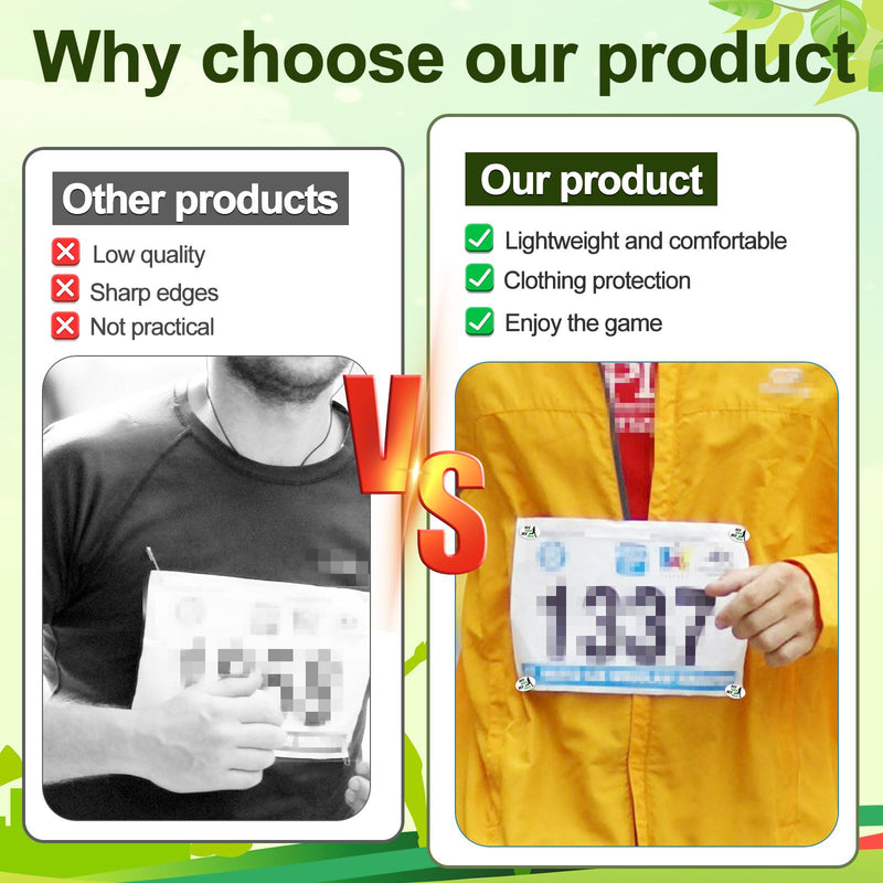 4 Pairs Magnetic Race Bib Clips, Oval Shaped Bib Holder for Runners with Card Reusable Running Number Bib Fasteners Magnets Pin-Free Marathon Race Bib Snap Lock for Runners Field Triathlon Cycling