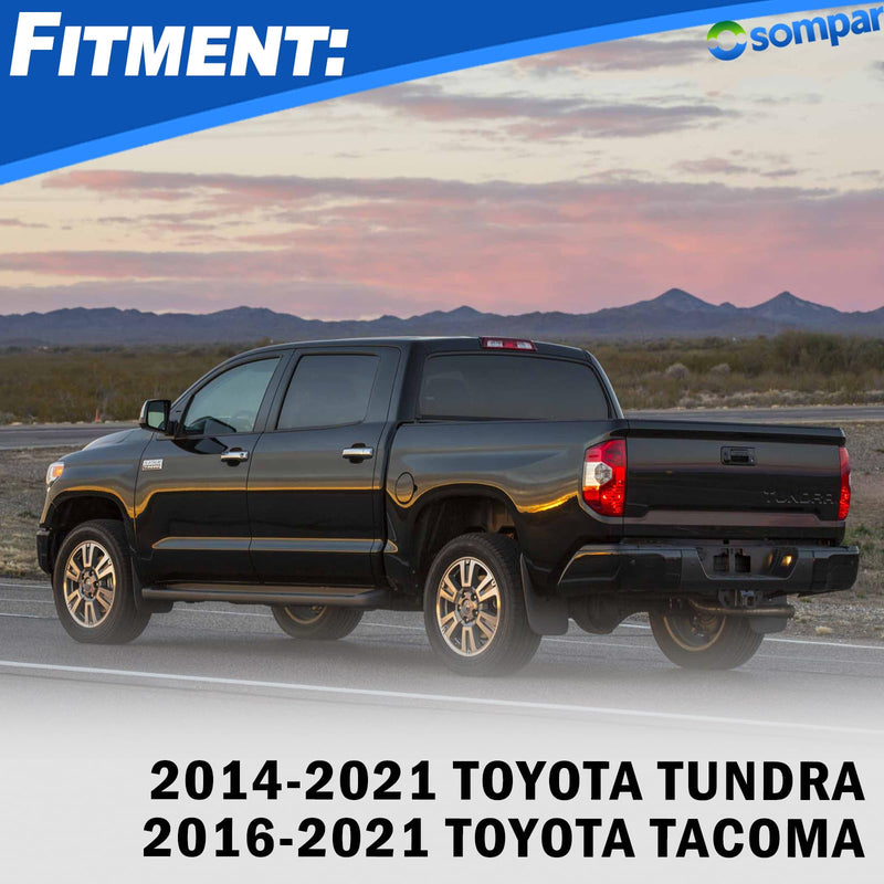 Tailgate Handle w/Rear Camera Hole Liftgate Latch Handle with Key Lock Cylinder for Toyota Tundra 2014-2021 Toyota Tacoma 2016-2021 Replaces 69090-0C090 69090-0C091 Chrome