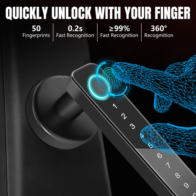 Fingerprint Door Lock, Fingerprint Door Knob, Smart Door Knob, Keyless Entry Keypad Door Lock with Biometric Door Handle for Bedroom Office Apartment