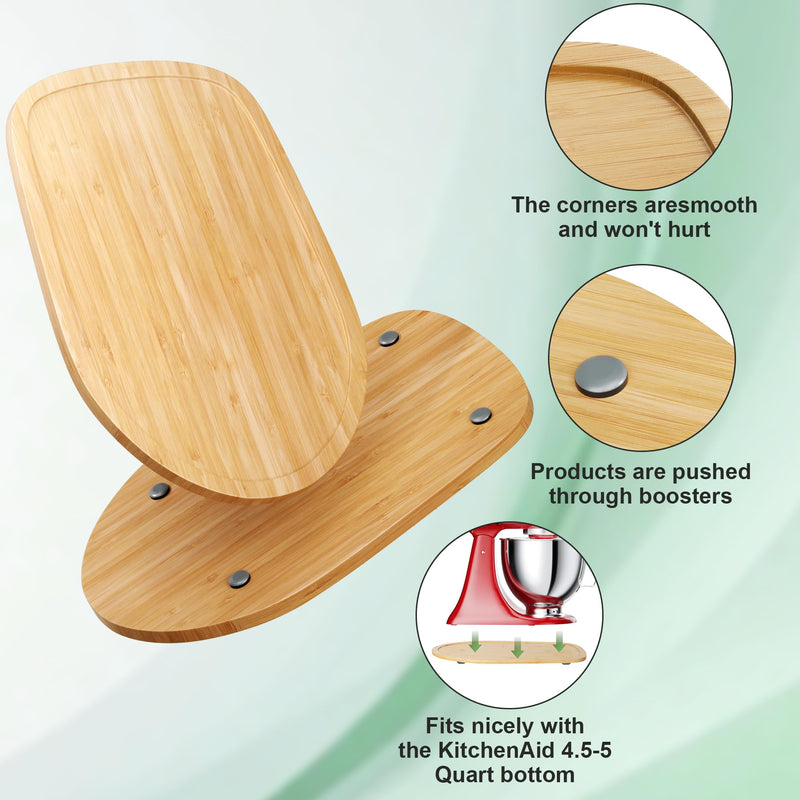 Food-Grade Bamboo Mixer Slider for KitchenAid 4.5-5 Qt Tilt Head Stand Mixer, Appliance Sliding Mat for Kitchenaid Artisan, Kitchen Countertop Storage Accessories Mixer Moving Tray Attachments for 4.5-5 Qt Tilt Head Mixer
