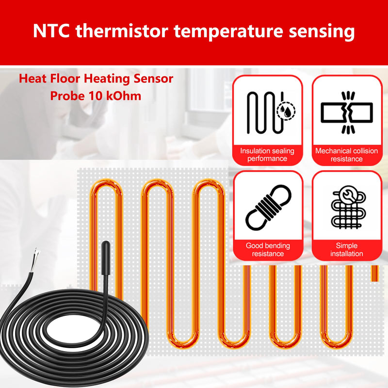 Floor Heat Sensor Probe 10Kohm Suitable for Most Heating Installations Underfloor Sensor Probe
