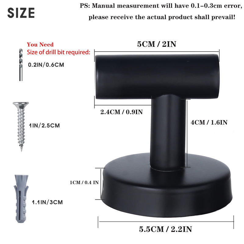 Towel Hooks Bathroom Coat Hook Robe Hook Stainless Steel Heavy Duty Door Hanger Towel Robe Clothes Cabinet Closet Sponges Wall Hook for Bathroom Bedroom Kitchen Hotel Pool 4 Packs Matte Black 4 Hooks