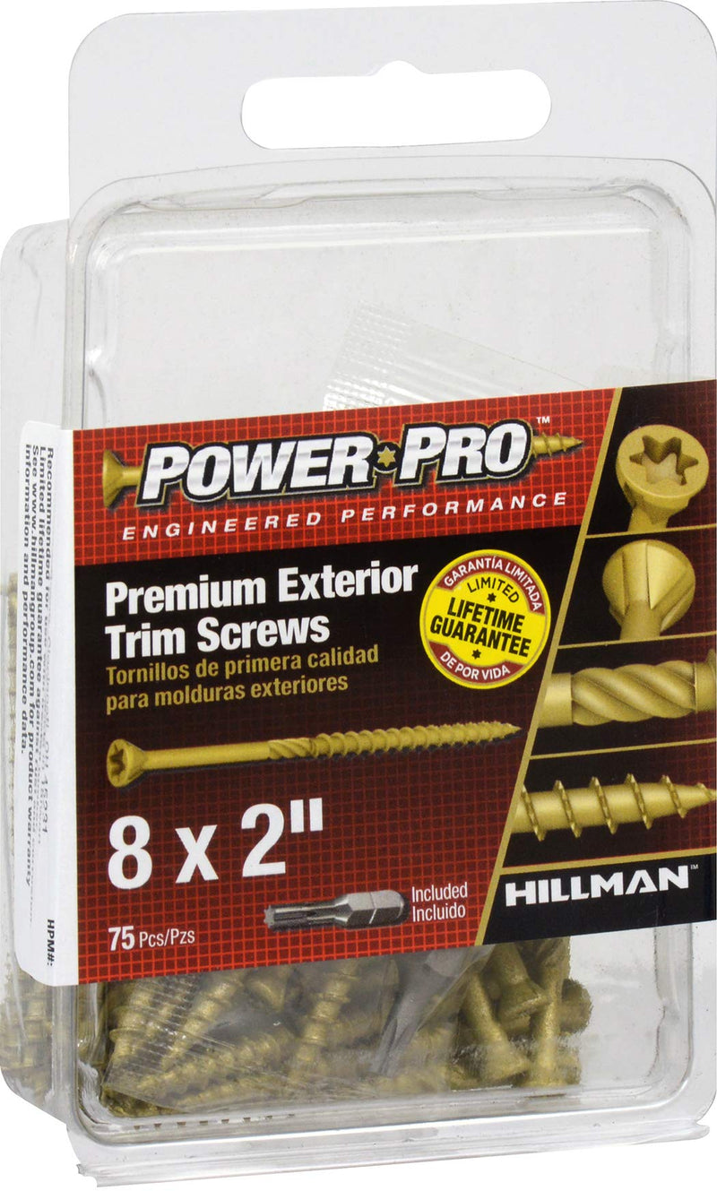 Power Pro 42502 Trim Screws, 75 Pieces, Bronze, 75 Piece (Pack of 2) #8 x 2" (Pack of 2)