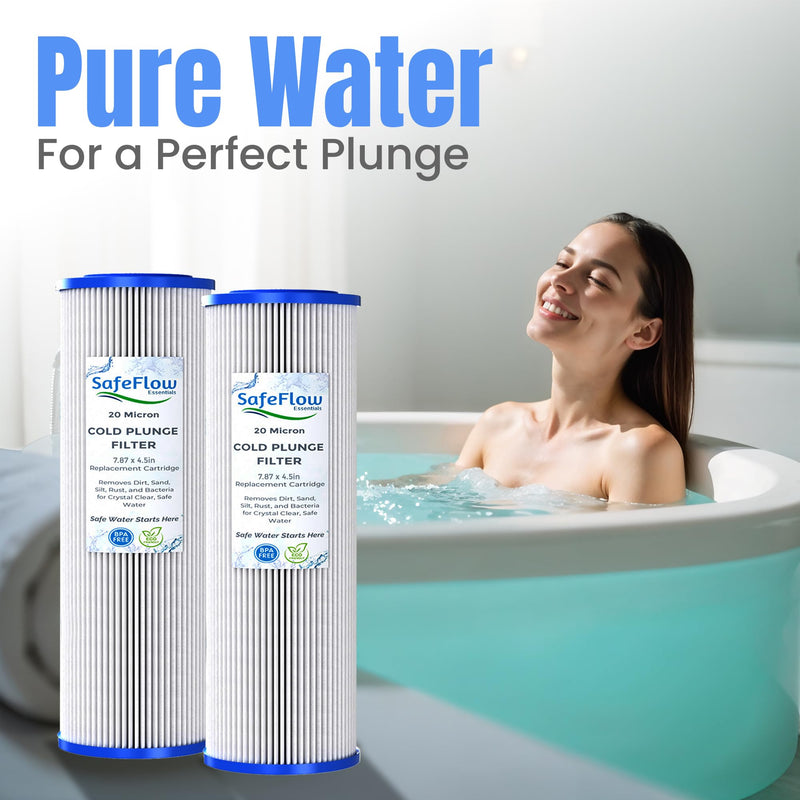 7.7" x 4.5" Ice Bath Water Filter 20 Micron (4-Pack) – Compatible with Cold Plunge All-In & Evolve Pro Chiller | Sediment Filter for Ice Bath & Water Chillers (7.7 x 4.5in, 4, Count) 7.7 x 4.5in 4.0