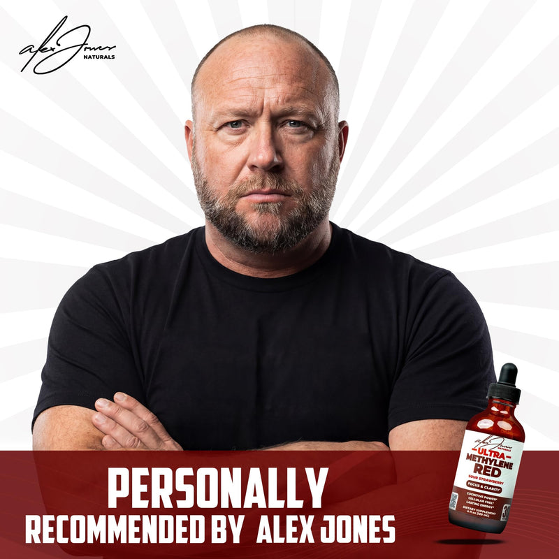 Alex Jones Ultra Methylene Red Drops - USP Grade High Purity Solution with B-Vitamins, ALCAR - 120 mL Dropper Bottle - 30 Day Supply - No Fillers or Dyes or Additives