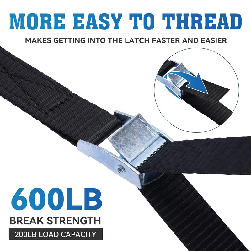 Lashing Straps,1" x 10Ft Adjustable Cam Buckle Tie Down Cinch Strap for Packing Black 4 Pack,Packing Straps Heavy-Duty for Cargo/Luggage/Kayak/Truck/SUV/Car Roof Rack XK25mm*3000mm*4pcs